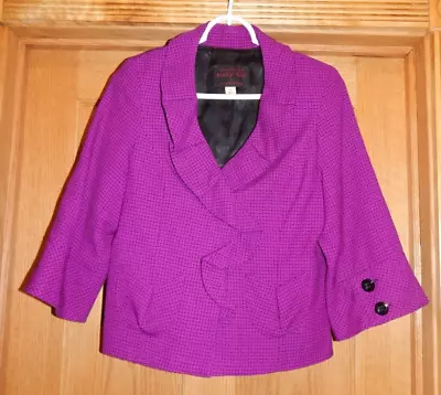 Women's Size 6 Small S MARY KAY Suit Jacket Blazer Purple Ruffle Front Accent • $9.99