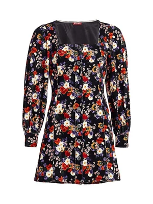 $100 • Buy Staud Chandler Floral Velvet Mini Dress In Black 