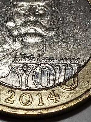 MINTING ERROR -  2014 -  The First World War 1914-1918  Lord Kitchener £2 Coin  • £195