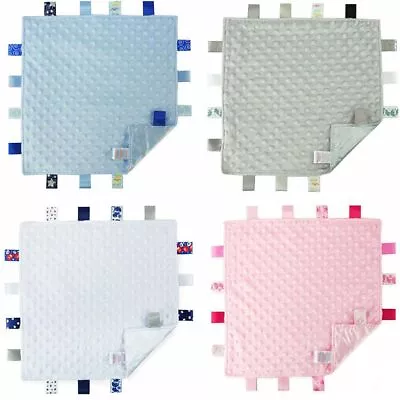 Baby Comforter Blanket Security Taggie Tags Velour Fleece Satin Ribbon • £6.49