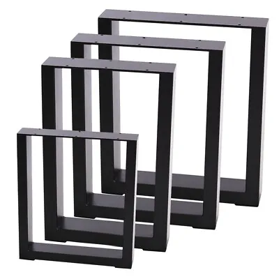 2Pcs Black Industrial Metal Box Section Table Legs Desk Bench Square Frame Legs • £43.95