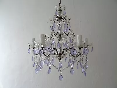 ~French Rare Lavender Purple Crystal Prisms Murano Chandelier Circa 1920~ • $2999