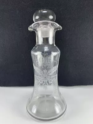 Hawkes Salad Dressing Bottle Cruet Clear Grey Cut Floral Swag With Glass Stopper • $22