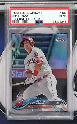 2018 Topps Chrome Mike Trout #100 Batting Refractor PSA 9 MINT • $20