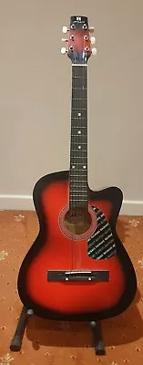 6 String Red Acoustic Guitar Lightly Used And In Good Condition • £27.50