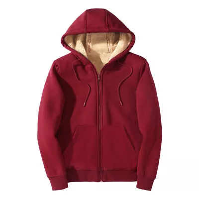 Mens Fleece Fur Hooded Jacket Coat Zip Warm Hoodie Sweatshirt  • $7.60