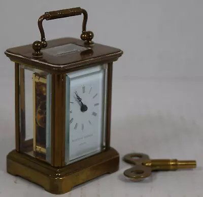 Matthew Norman Miniature Brass Carriage Clock With Swiss 8 Day Jeweled Movement • $450.09