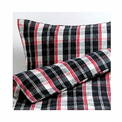 Ikea Tempeltrad Single Size Duvet Cover & Pillowcase - Black/red Tartan • £20.99