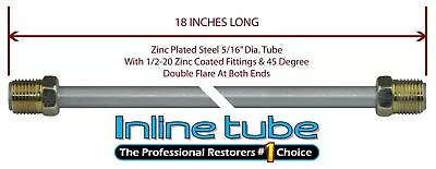 5/16 Fuel Line 18 Inch Oe Zinc Steel 1/2-20 Tube Nuts 45 Degree Double Flare • $11