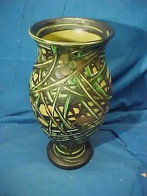 1930s DANISH ART POTTERY 11  VASE By HERMAN KAHLER Signed HAK Ornamental GRASS • $10.50