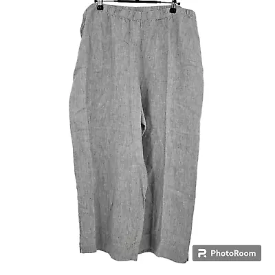 J.Jill Pants Gray Linen Wide Leg Elastic Waist Pull On Lightweight Pockets Sz XL • $29.99