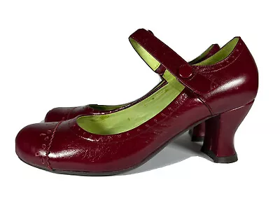 Miz Mooz Maroon Red Leather Mary Jane Heels Women Size 7 Cosplay Costume Allib • $26.40