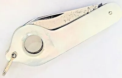 VINTAGE 1920's VOOS CUTLERY CO. / ARROW HARDWARE  PEARL HANDLE CIGAR CUT. KNIFE • $95