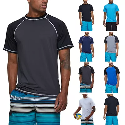 £13.06 • Buy Mens Swim Tops Crew Neck Swimwear Men Casual Sun Protection Summer Holiday