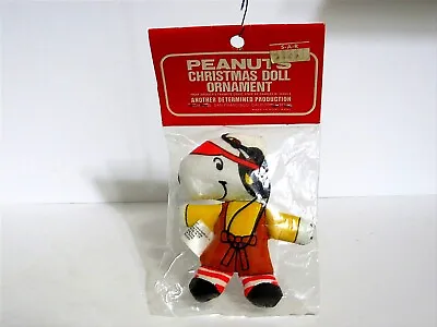 Snoopy Peanuts Determined Vintage Mini Mascot Doll Christmas Ornament 1979 • $17.99