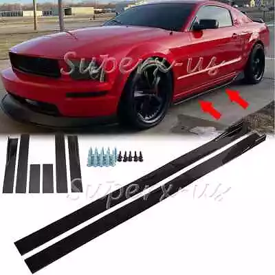 For Ford For Mustang Glossy Black Side Skirt Extension Splitter Lip Rocker Panel • $46.95