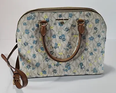 P/O Original $300 MICHAEL KORS Cindy Large Dome Satchel MK Signature Logo Floral • $89.87