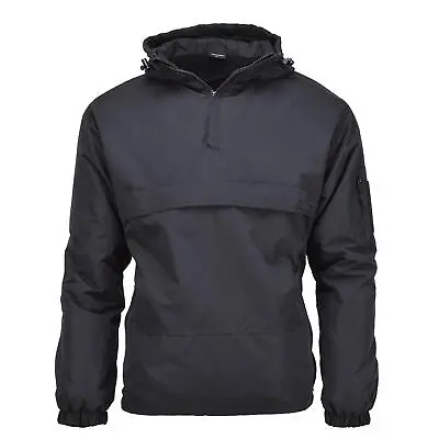 MIL-TEC Anorak Jacket Combat Windproof Hooded Fleece Lined Black Windbreaker • $59.65