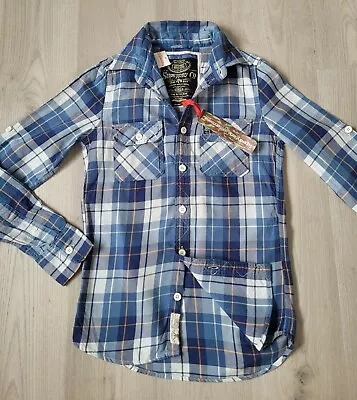 Boys Superdry  Shirt Blue Color Size L New • £24.99