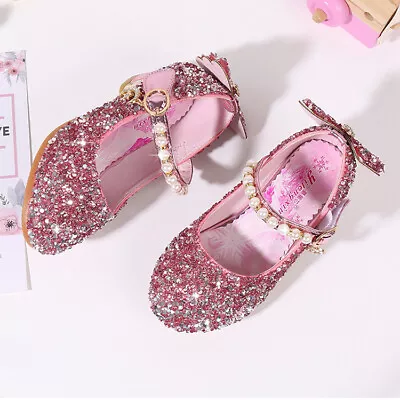 Frozen 2 Elsa Princess Shoes For Girl's Costumes Heel Sparkling Glitter PINK • $39.99