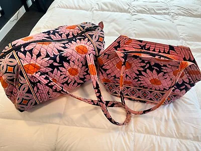 Vera Bradley Tote And Purse - Pink Black And Orange - Gently Used  • $24.61