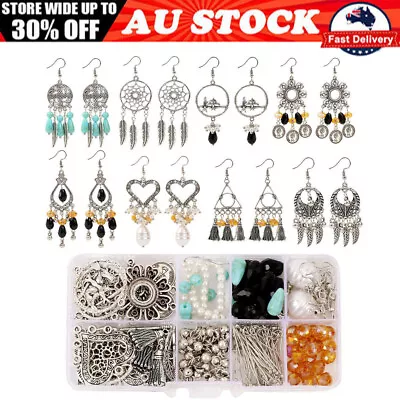 Retro Jewelry Making Kit DIY Pendants Earring Supplies Bead Craft Set Tools. • $13.99