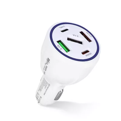 Fast Car Charger 4 USB Port Type C Socket Adapter For Phone Samsung White 75W 5V • £5.99