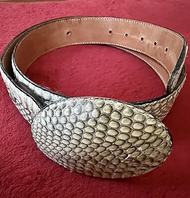 Western Ware Snake Skin Leather Belt.  42” Long. Size 36  Guero Mexico • $75