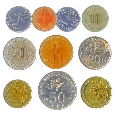 Malaysia Coins | Sen | Ringgit | Agong | Collection Of 10 | 1967 - 2022 • $14.02