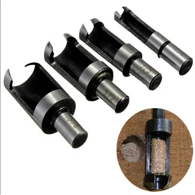 £5.62 • Buy Set Of 4 Carbon Steel Wood Plug Hole Cutter Dowel Maker Cutting Shanks Drill Bit
