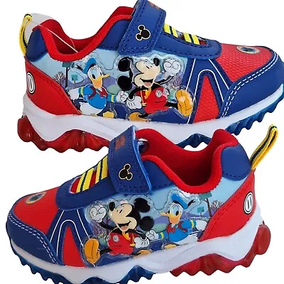 MICKEY MOUSE DISNEY Boys Light-Up Shoes Sneakers Toddlers Blue Size 6 New 15cm • $34.99