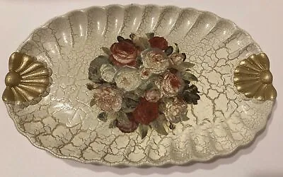Vintage Tirinnanzi Firenze Handmade & Painted Roses Vanity Tray ~ Florence ITALY • $27.50