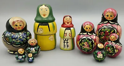 Ten Russian Matryoshka Nesting Dolls Incomplete And Mixed • £10