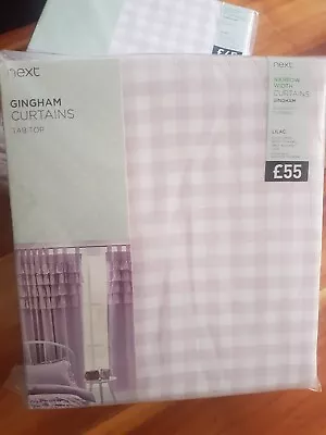 Next(£55)lilac Gingham Tab Top Blackout/thermal Curtains 117x183cm Bid From £15! • £15