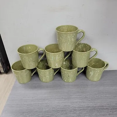 8 VINTAGE LENOTEX MELMAC CUPs Lot 1960s Mcm Retro GREEN SPECKLE MCM SPACE AGE • $35.68