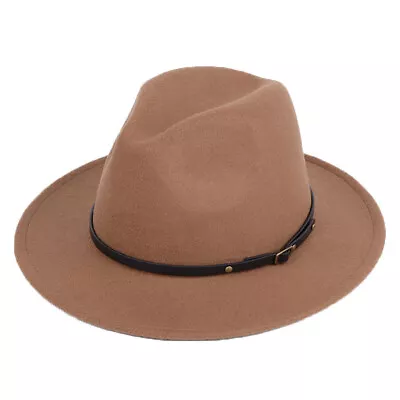 Unisex Wool Felt British Vintage Panama Hat Wide Brimmed Solid Color Denim Hat • $10.06