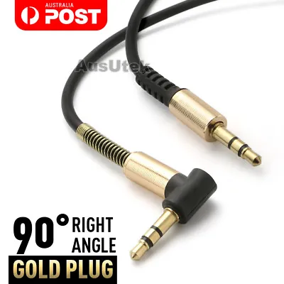 AUX Audio Cable 3.5mm Spiral Coil Gold 1M Cord Male To Male Stereo Jack For Car • $6.95