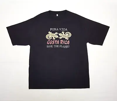 $14.89 • Buy Costa Rica Shirt Mens 2XL Brown Short Sleeve Ringer Crew Save The Planet Lizard