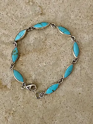 Vintage GLP 925 Sterling Silver Light Blue Turquoise Bracelet • $27