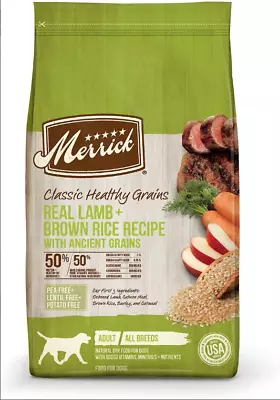 Merrick Classic Healthy Grains Dry Dog Food Real Lamb + Brown Rice Recipe 25lb • $48.49