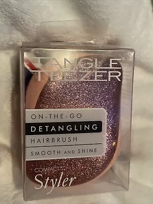 Tangle Teezer CORAL GLITTER  Compact Styler Detangling Hairbrush • £13.50