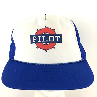 Vtg Pilot Boat Wheel Captain Hat Mesh Foam Logo Snap Back Baseball Trucker Cap • $24.50