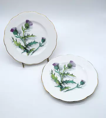 VTG Roslyn English FB China 2 Bread Plates Queen O' Th' Highlands Purple Thistle • $15