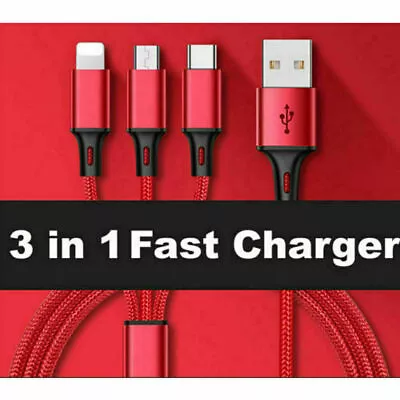  3 In 1 Fast USB Charging Cable Universal Multi Function Phone Charger Cord LOT • $3.99