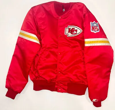 Vintage Starter NFL Kansas City KC Chiefs Women's M Men's Small Satin Jacket! • $135