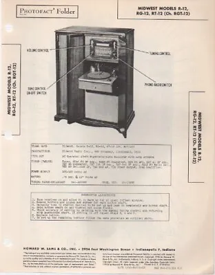 1948 Midwest R-12 Radio Service Manual Photofact Console Rg-12 Rt-12 Rgl-12 Fix • $10.99