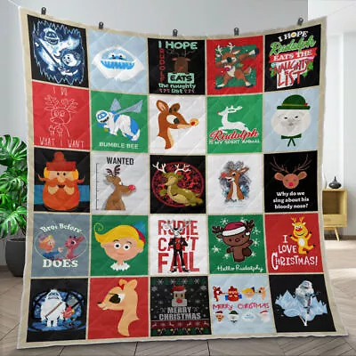 Rudolph The Rednosed Reindeer Quilt Blanket Xmas TV Cartoon Movie Blanket • $69.95