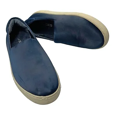 J/SLIDES Abba Navy Blue Satin Slip On Platform Sneakers Womens Size 6.5 • £26.99
