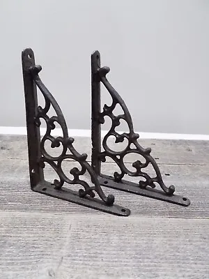 2 Antique Style Shelf Brace Wall Bracket Cast Iron Brackets Vine Garden Corbels • $22.99