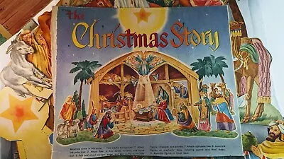 Vintage Christmas Cardboard Nativity Almost Complete  Set  • $5.75